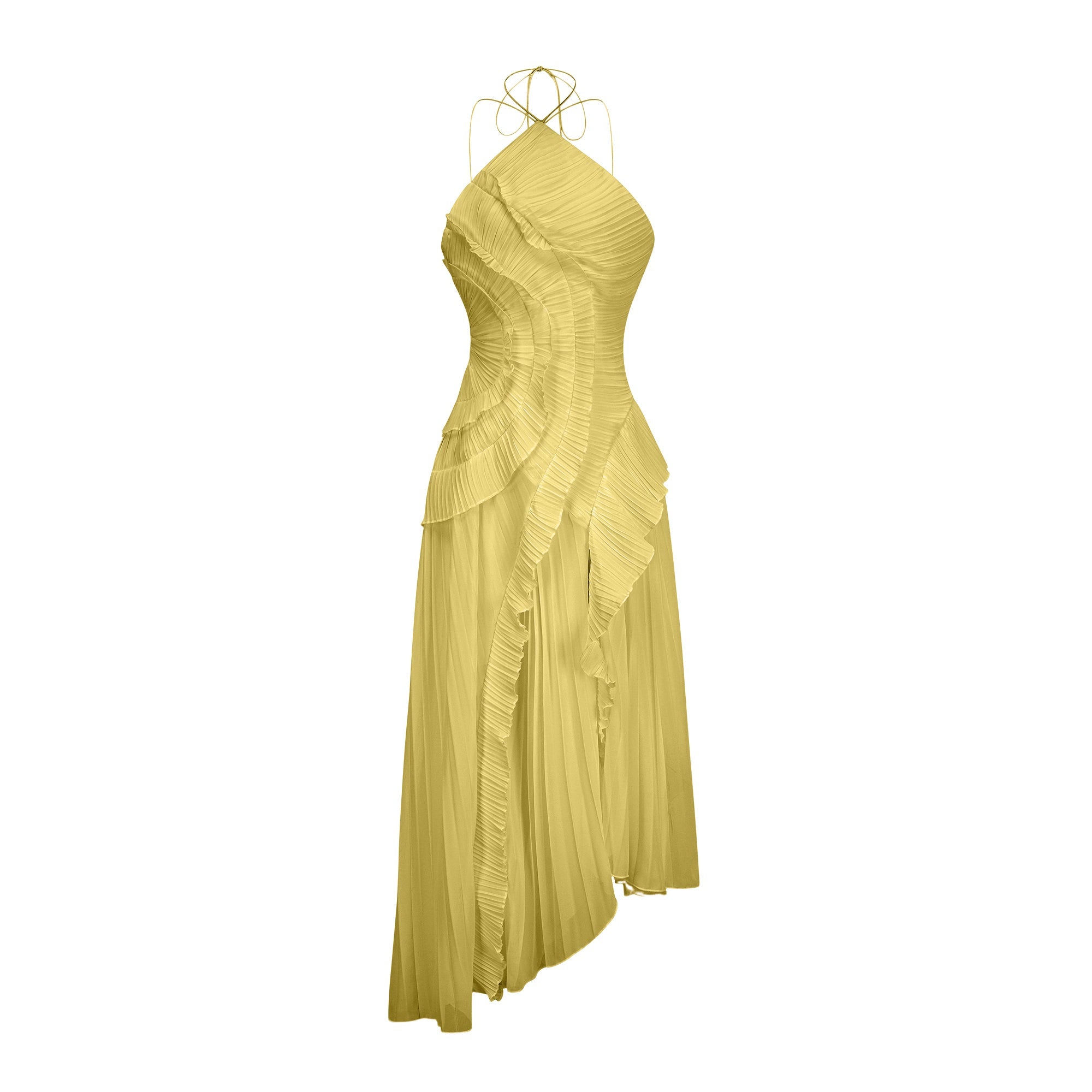 LAVIREA RUFFLED TRIM MIDI DRESS