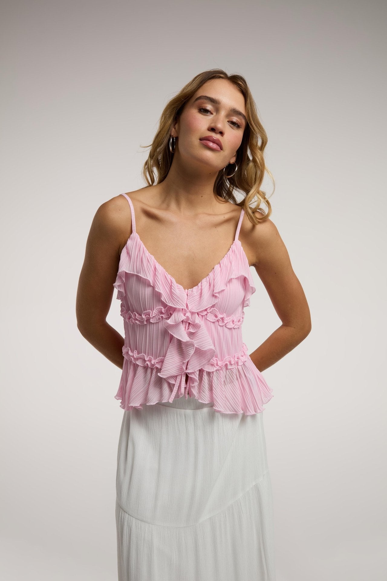 LUNA RUFFLE PLEAT CAMI TOP