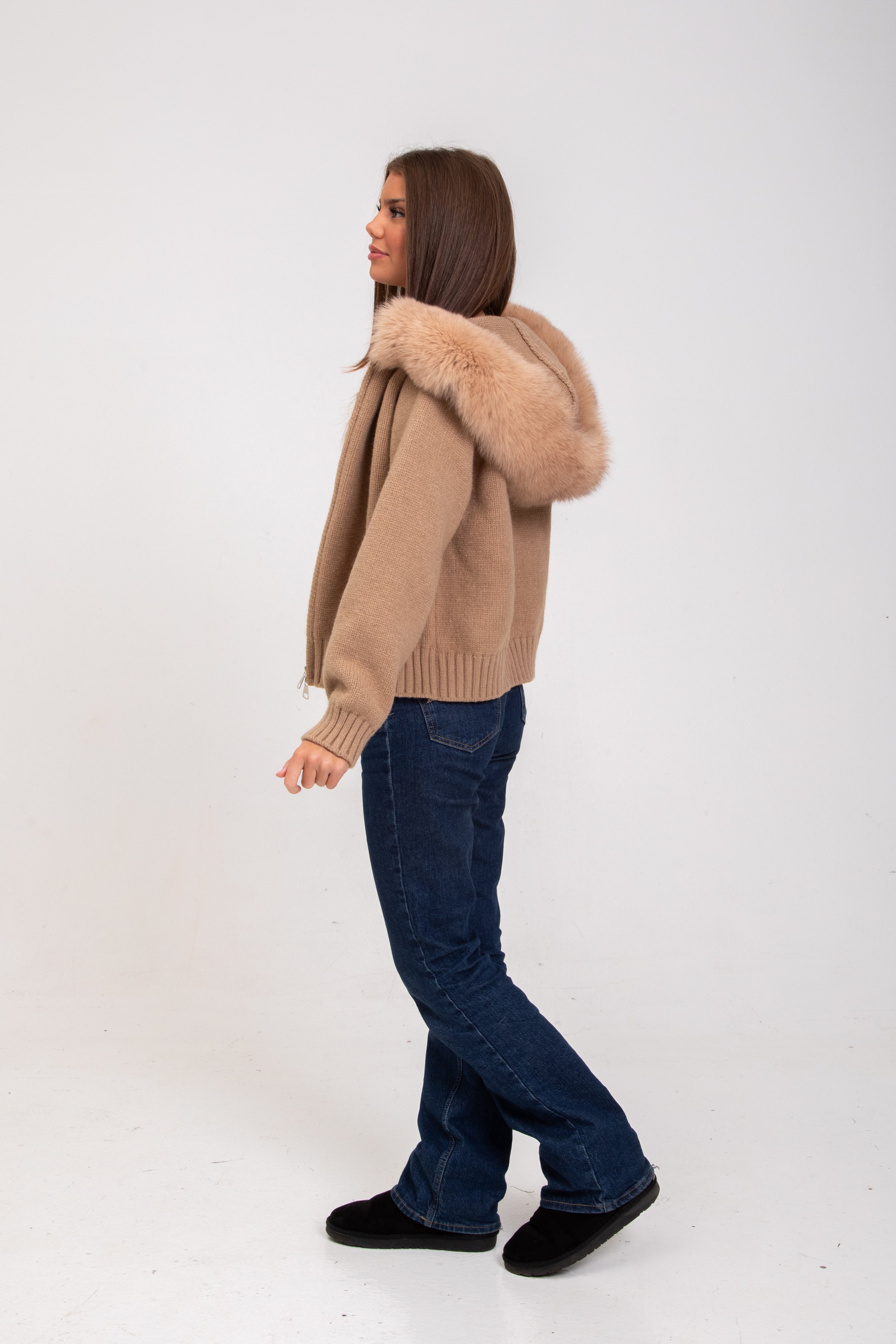 DIANA ZIPPER FUR SWEATER