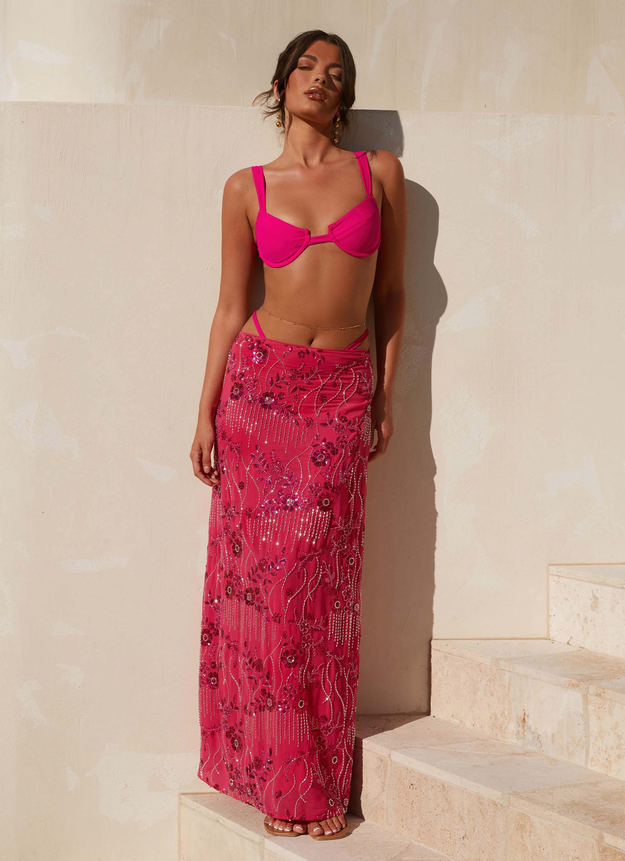 ROMY LOW RISE SEQUIN MAXI SKIRT