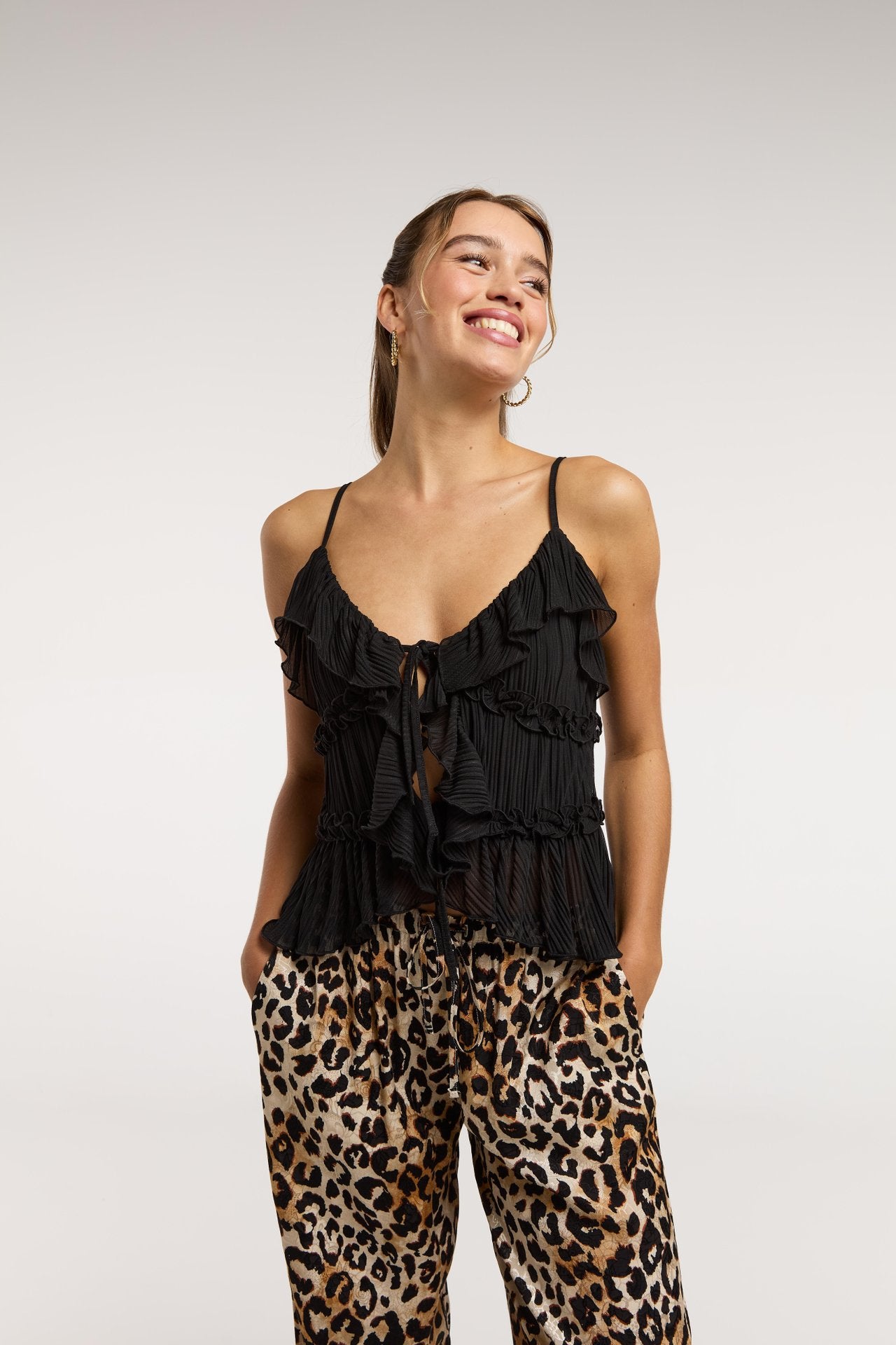 LUNA RUFFLE PLEAT CAMI TOP