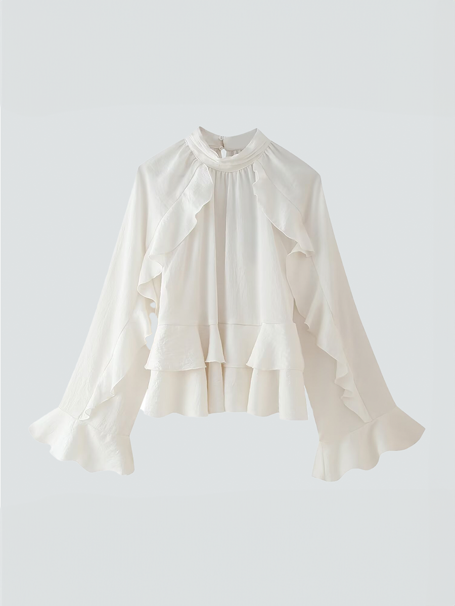 NOVA RUFFLE BLOUSE WHITE