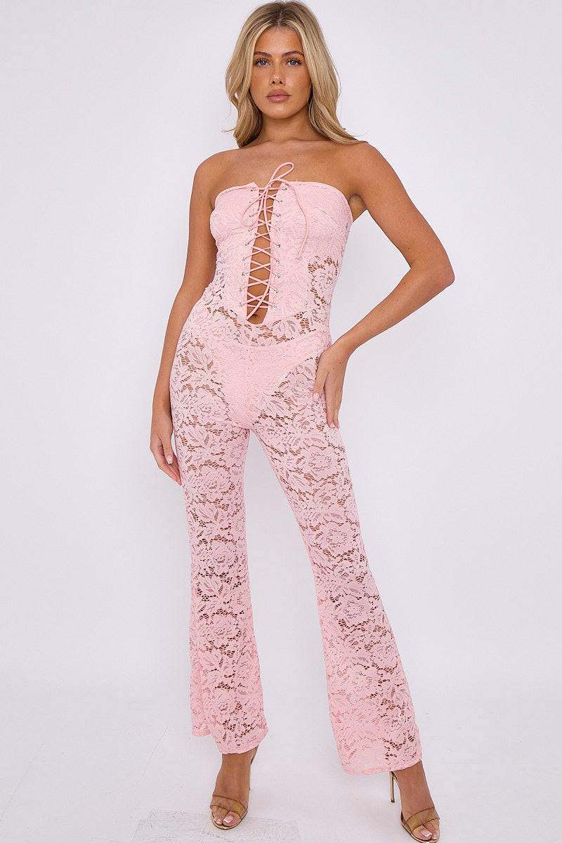 SABRINA SHEER LACE JUMPSUIT