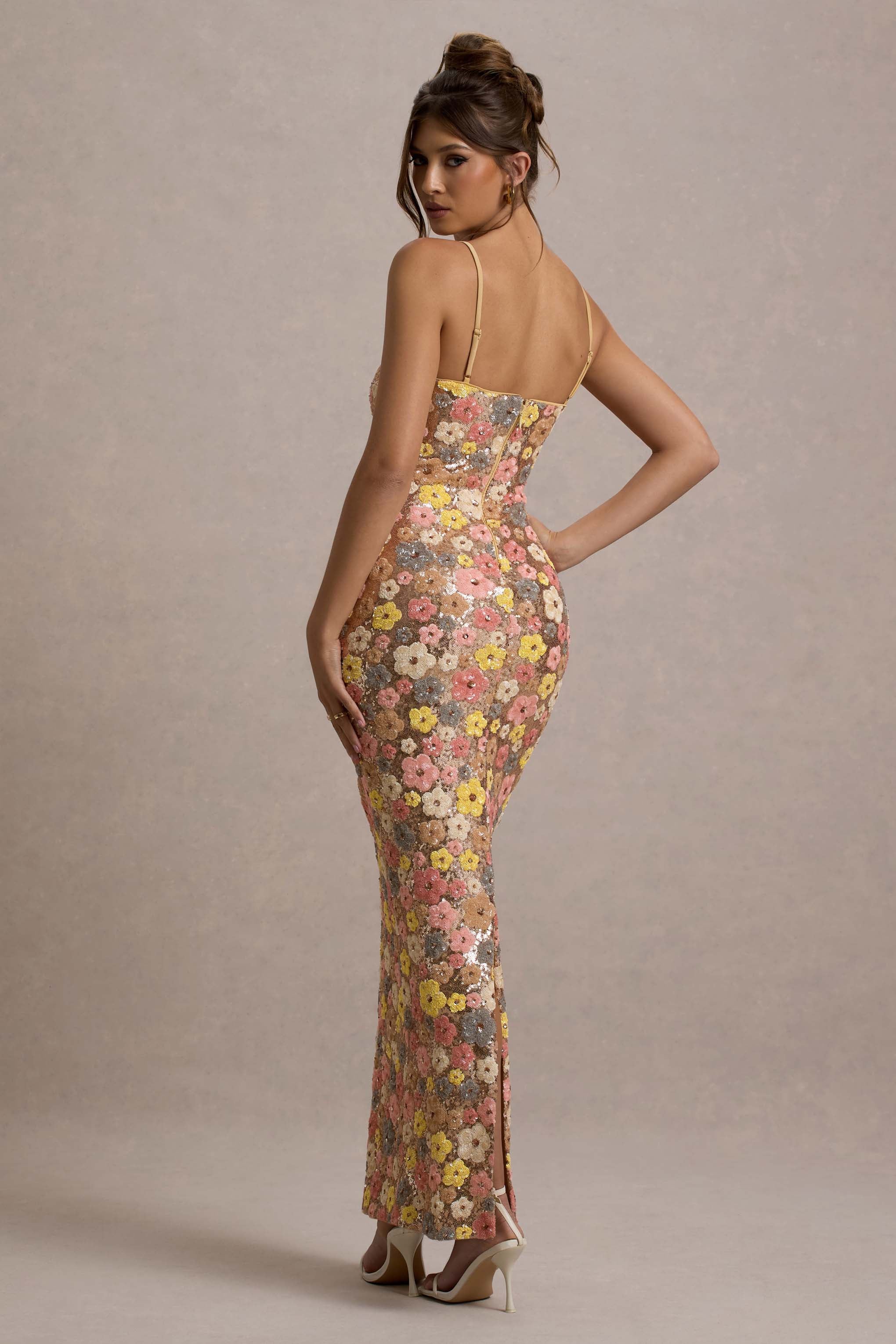 ALIZZI PASTEL FLORAL PRINT MAXI DRESS