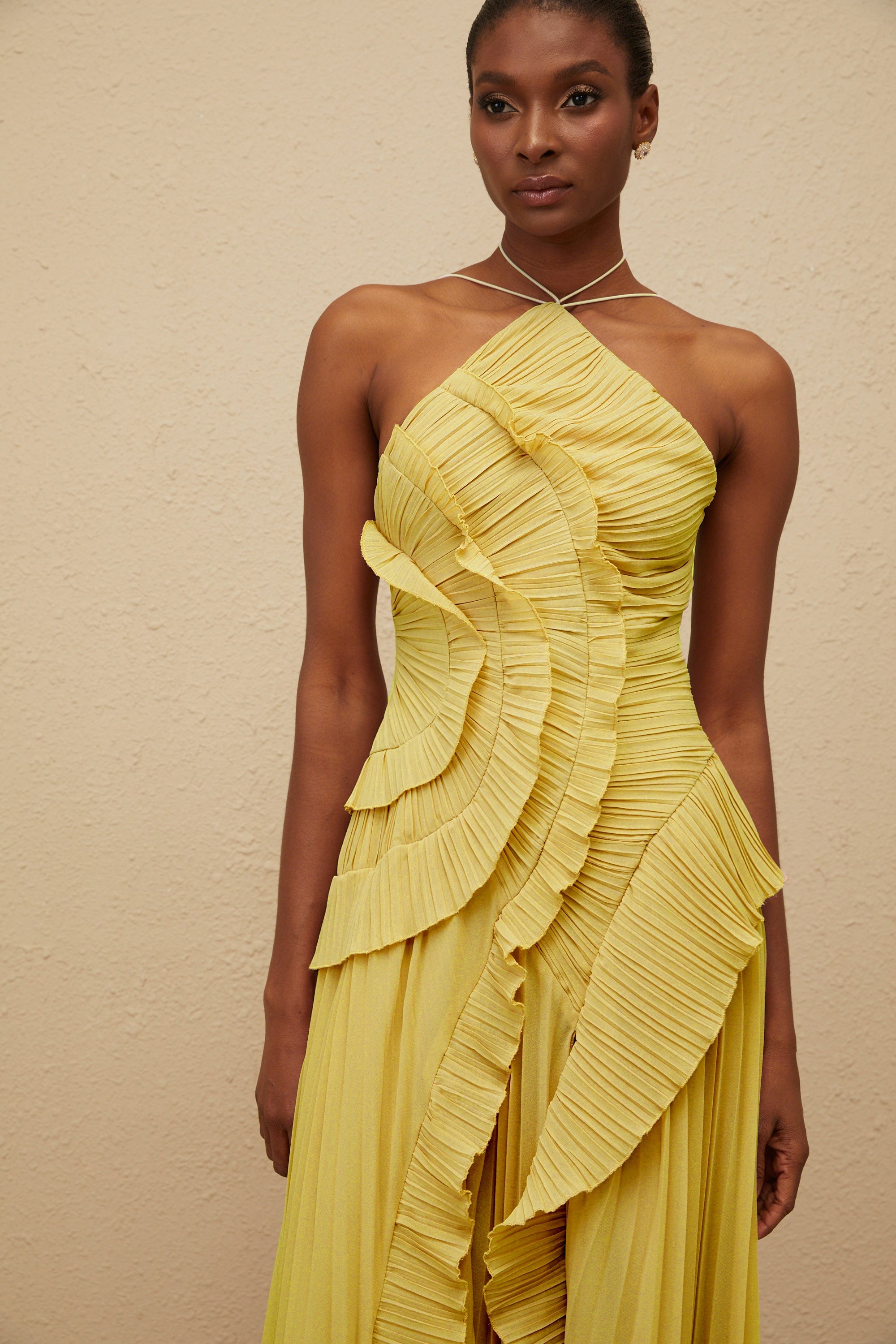 LAVIREA RUFFLED TRIM MIDI DRESS