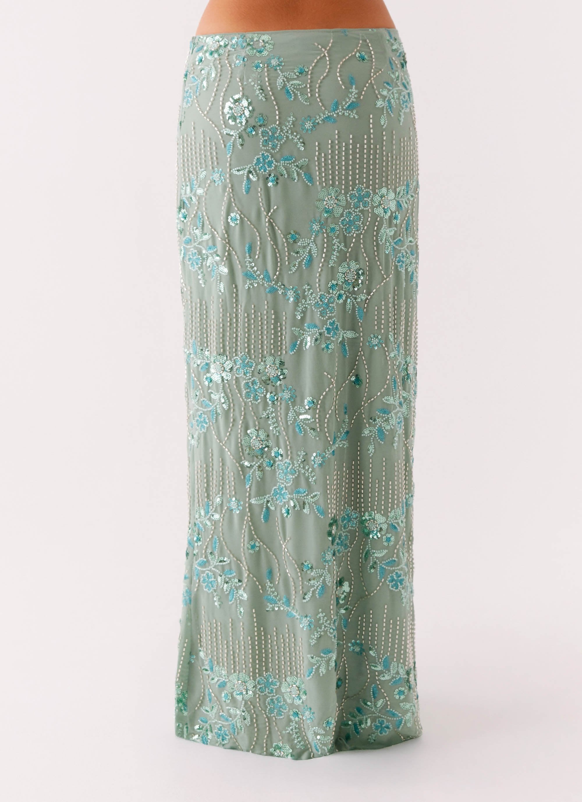 ROMY LOW RISE SEQUIN MAXI SKIRT