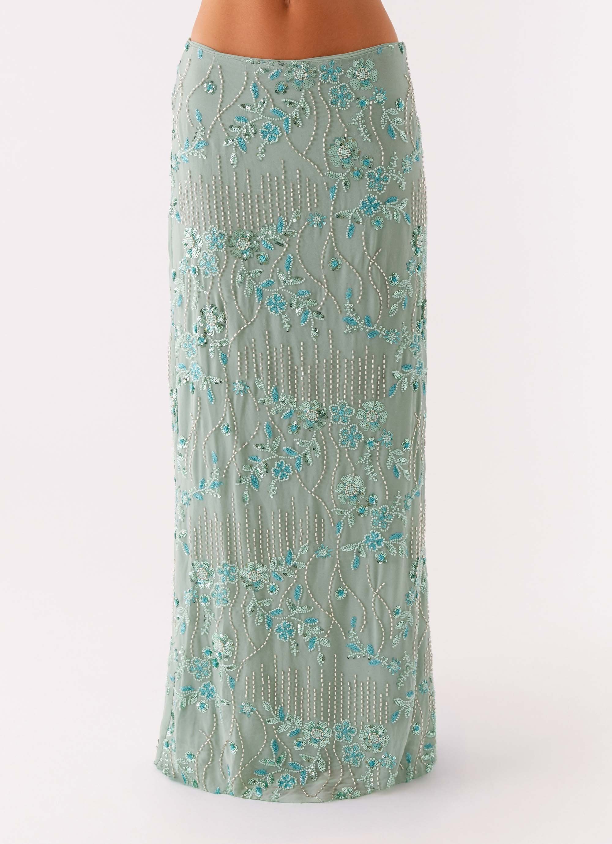 ROMY LOW RISE SEQUIN MAXI SKIRT