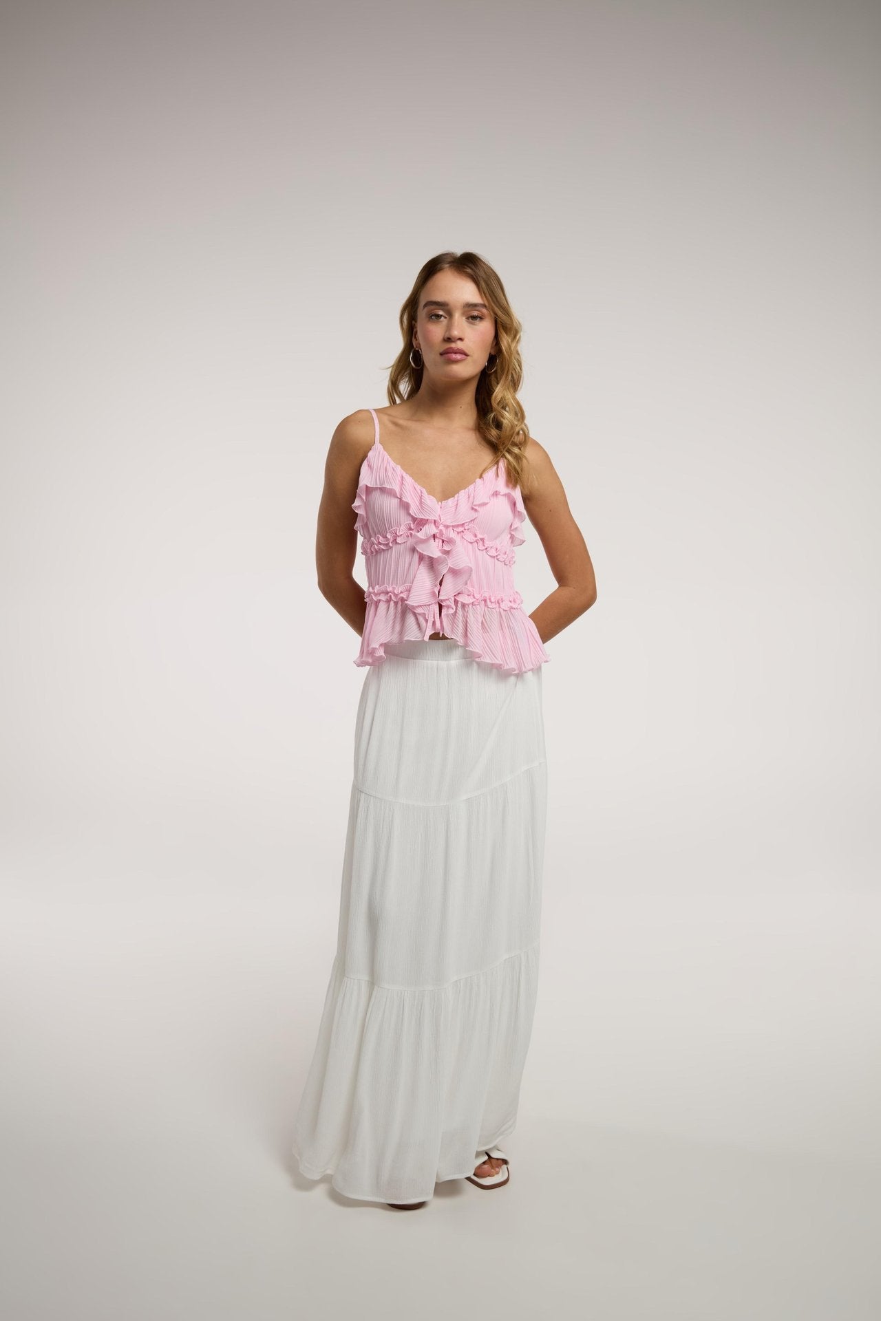 LUNA RUFFLE PLEAT CAMI TOP