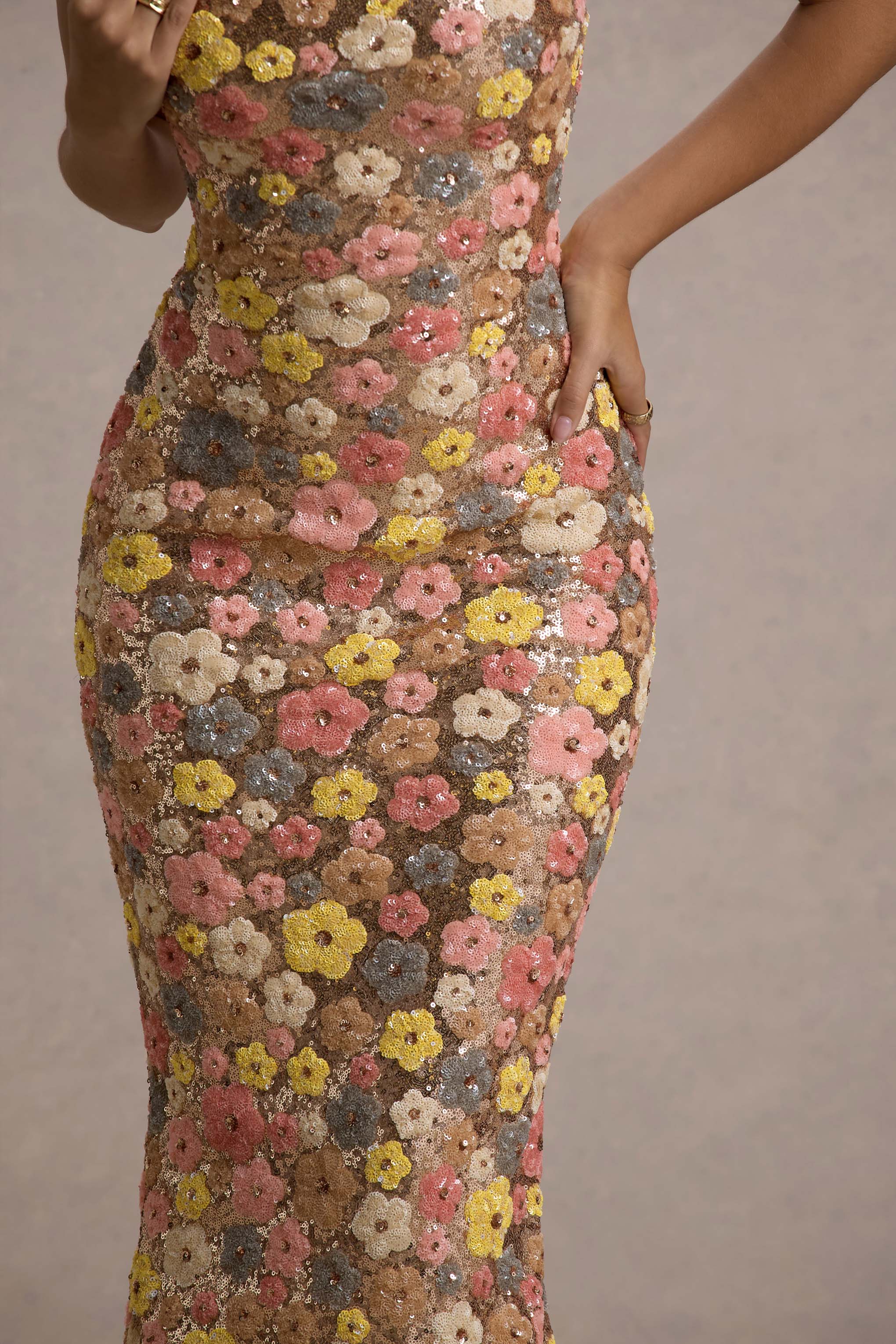 ALIZZI PASTEL FLORAL PRINT MAXI DRESS